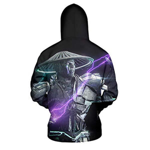 Mortal Kombat Hoodie - Raiden Black Unisex 3D Print Pullover Drawstring Hoodie