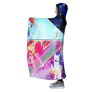 My Little Pony Hooded Blanket - 3D Print Fleece Wearable Hooded Blanket for Kids Teens Adults