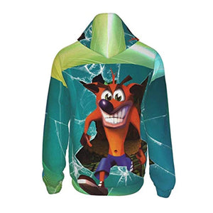 Crash Bandicoot Hoodies - Crash Bandicoot Green 3D Print Pullover Sweatshirt