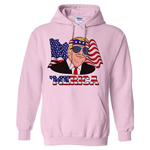 Image of Unisex Donald Trump Funny 4th of July American Flag Hoodie Sweatshirt