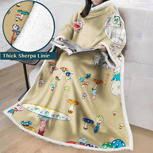 3D Digital Flower Printed Blanket With Sleeves-Cute Cartoon Blanket Robe