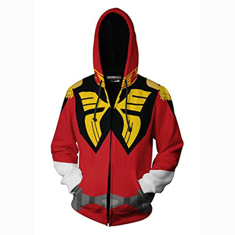 Image of Anime Gundam Jacket - 3D Print Red Zip Up Hoodie