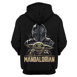 Star Wars Hoodies - Star Wars the Mandalorian Baby Yoda 3D Print Black Hooded Jumper with Pocket