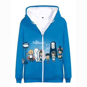 Anime Spirited Away Hoodies - 3D Zip Up Hooded Jacket for Adult