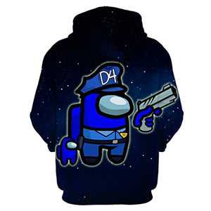 Video Game Among Us Hoodie - 3D Print Dark Blue Drawstring Pullover Hoodie