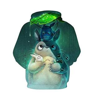 Cartoon Totoro Hoodie - Unisex 3D Print Hooded Pullover Sweatershirt