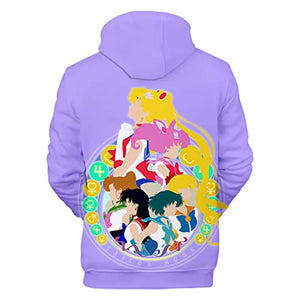 Anime Sailor Moon Hoodie - Sailor Family 3D Print Pullover Hoodie