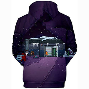 Video Game Among Us Hoodie - 3D Print Drawstring Pullover Sweater with Pocket