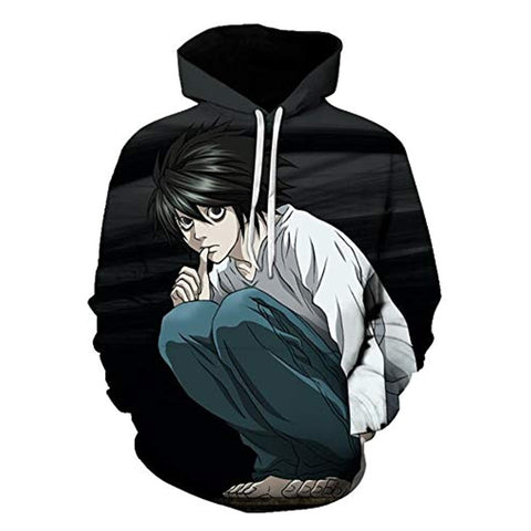 Image of Anime Death Note Hoodie - L·Lawliet Black 3D Print Pullover Hoodie