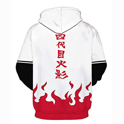 Image of Anime Naruto Hoodies White 3D Print Pattern Pullover Hoodie