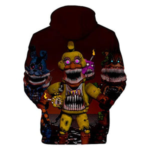 Unisex Five Nights at Freddy Hoodie 3D Print Pullover Cosplay Hooded Sweatshirt Costume for Men Kids