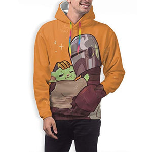 Star Wars Hoodies - Star Wars The Mandalorian and Baby Yoda Yellow 3D Print Hooded Jumper with Pocket