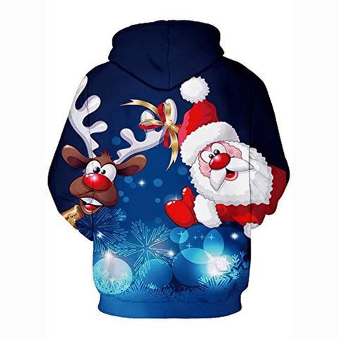Image of Christmas Hoodies - Funny Santa Reindeer 3D Print Pullover Hoodie