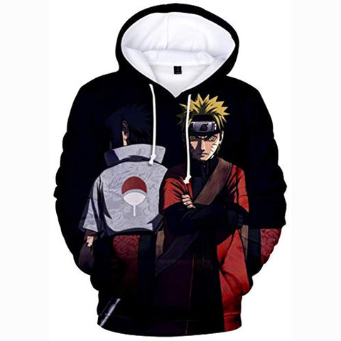 Image of Anime Naruto Hoodie Black Sasuke Naruto Pullover Hoodie