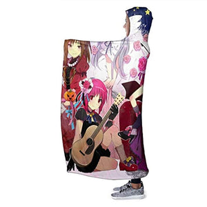 Anime Angel Beats Hooded Blanket - Fleece Flannel Wearable Super Soft Blanket