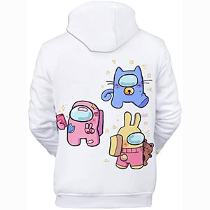 Video Game Among Us Hoodie - 3D Print Cute White Drawstring Pullover Hoodie