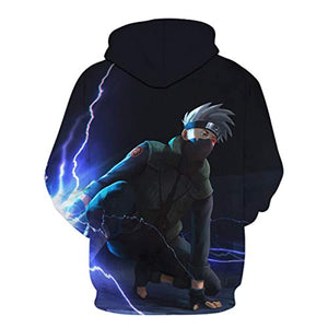 Naruto Anime Hoodies Blue Kakashi Hatake 3D Print Pullover Hoodie