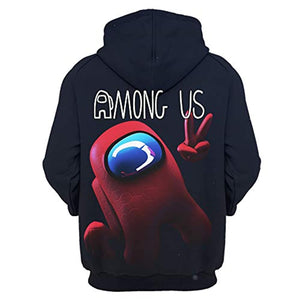 Game Among Us Hoodie - 3D Print Black Pullover Hoodie