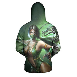 Mortal Kombat Hoodie - Unisex Green Jade 3D Print Pullover Drawstring Hoodie