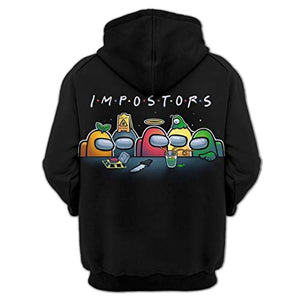 Video Game Among Us Hoodie - 3D Print Black Impostor String Pullover Hoodie