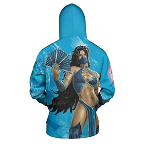 Mortal Kombat Hoodie - Kitana Blue Unisex 3D Print Pullover Drawstring Hoodie
