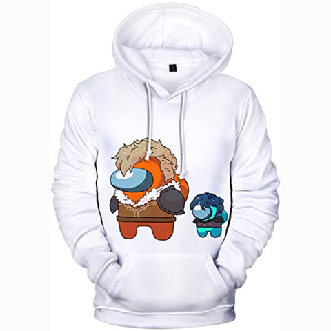 Image of Video Game Among Us Hoodie - 3D Print White Funny Drawstring Pullover Sweater with Pocket