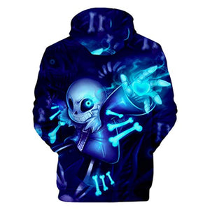 Undertale Hoodie - Sans Blue 3D Print Pullover Drawstring Hoodie