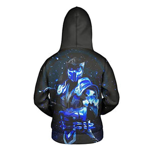Mortal Kombat Hoodie - Unisex Sub-Zero Navy Blue 3D Print Pullover Drawstring Hoodie