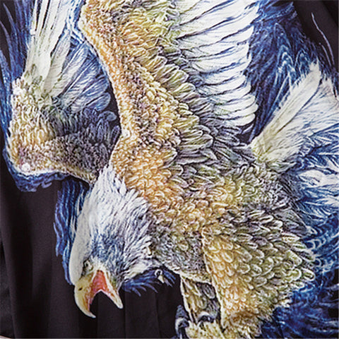 Image of Eagle Printed Men Summer Loose Cotton Kimono Cool Jacket Streetwear