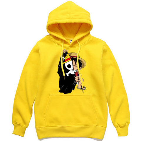 Image of One Piece Luffy Hoodies - Men Casual Fleece Pullover