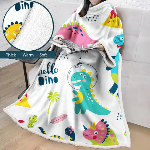 Image of 3D Digital Printed Blanket With Sleeves-Cartoon Cute Blanket Robe