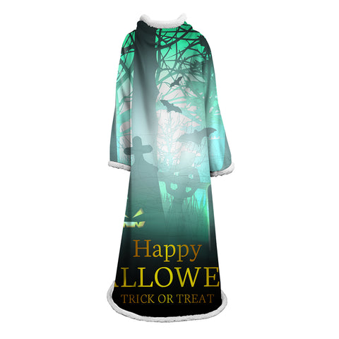 Image of 3D Digital Printed Blanket With Sleeves-Blanket Robe Halloween Party