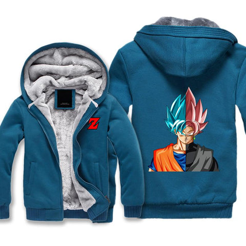 Image of Dragon Ball Z Super Saiyan Jackets - Blue Goku and Goku Rose Black Jacket