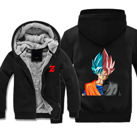 Image of Dragon Ball Z Super Saiyan Jackets - Blue Goku and Goku Rose Black Jacket