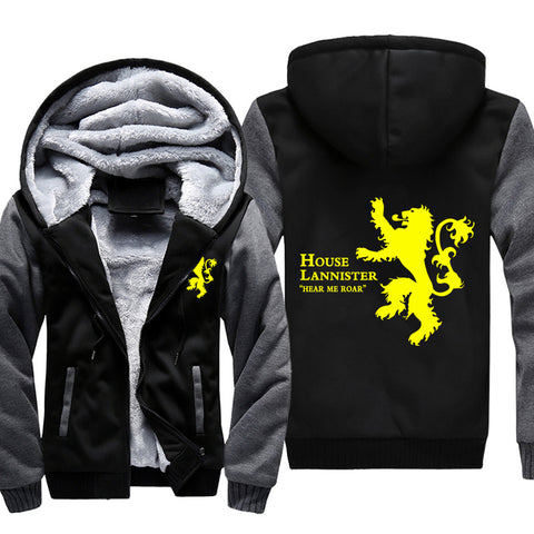 Image of Game of Thrones Jackets - Solid Color Tyrion Lannister Lion Icon Fleece Jacket