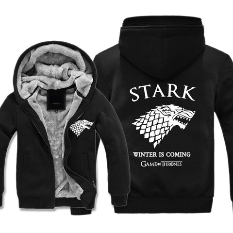 Image of Game of Thrones Jackets - Solid Color House Stark Icon Super Cool Fleece Jacket