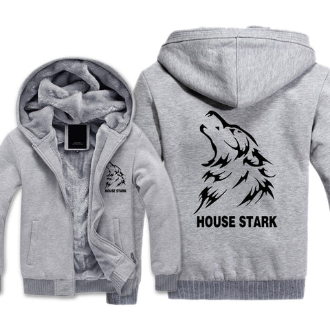 Image of Game of Thrones Jackets - Solid Color Game of Thrones House Stark Icon Fleece Jacket