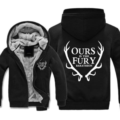 Image of Game of Thrones Jackets - Solid Color Ours Is the Fury Deer Icon Fleece Jacket