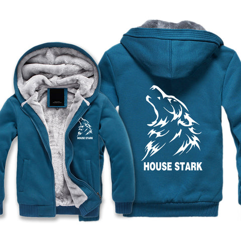 Image of Game of Thrones Jackets - Solid Color Game of Thrones House Stark Icon Fleece Jacket