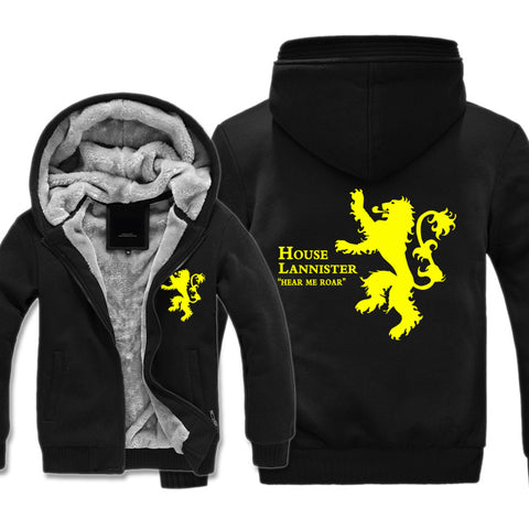 Image of Game of Thrones Jackets - Solid Color Tyrion Lannister Lion Icon Fleece Jacket