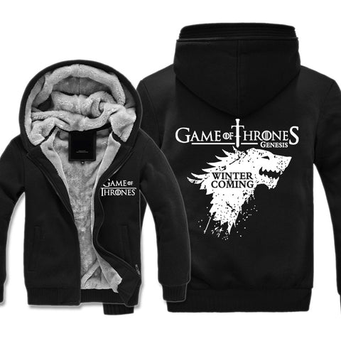 Image of Game of Thrones Jackets - Solid Color House Stark Icon Fleece Jacket