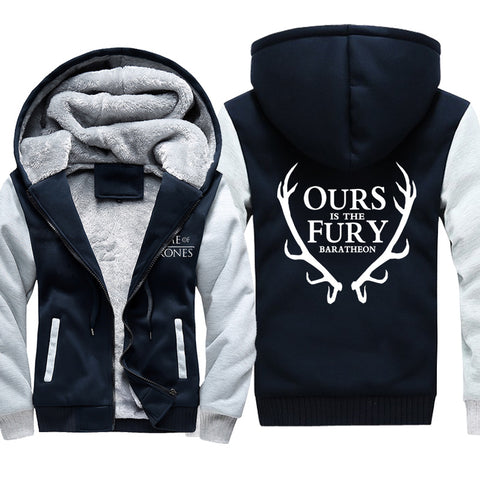 Image of Game of Thrones Jackets - Solid Color Ours Is the Fury Deer Icon Fleece Jacket
