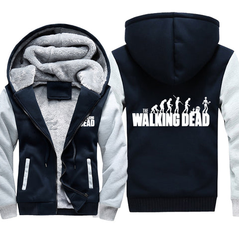 Image of The Walking Dead Jackets - Solid Color The Walking Dead Movie Zombie Evolution Theory Icon Fleece Jacket