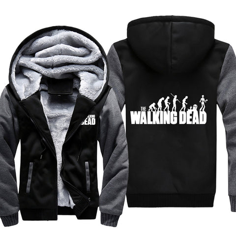 Image of The Walking Dead Jackets - Solid Color The Walking Dead Movie Zombie Evolution Theory Icon Fleece Jacket