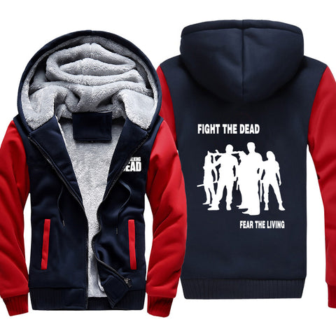 Image of The Walking Dead Jackets - Solid Color The Walking Dead Movie Zombie Team Icon Fleece Jacket