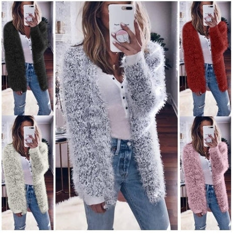 Image of Women Fashion Long Sleeve Casual Knit Cardigan Coat