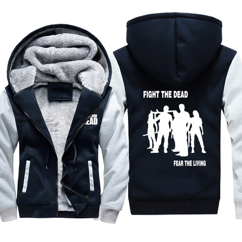 Image of The Walking Dead Jackets - Solid Color The Walking Dead Movie Zombie Team Icon Fleece Jacket