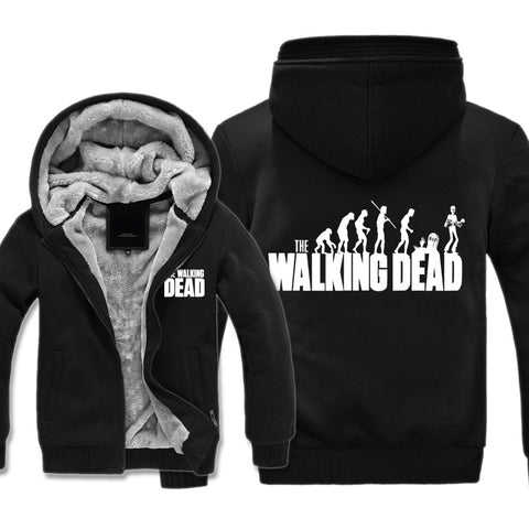 Image of The Walking Dead Jackets - Solid Color The Walking Dead Movie Zombie Evolution Theory Icon Fleece Jacket