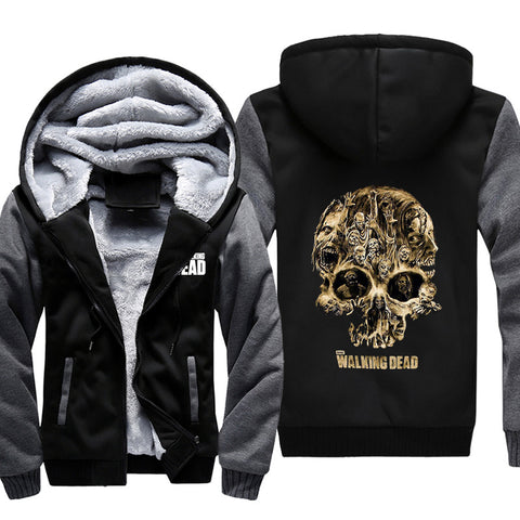 Image of The Walking Dead Jackets - Solid Color The Walking Dead Skull Icon Fleece Jacket