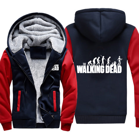 Image of The Walking Dead Jackets - Solid Color The Walking Dead Movie Zombie Evolution Theory Icon Fleece Jacket